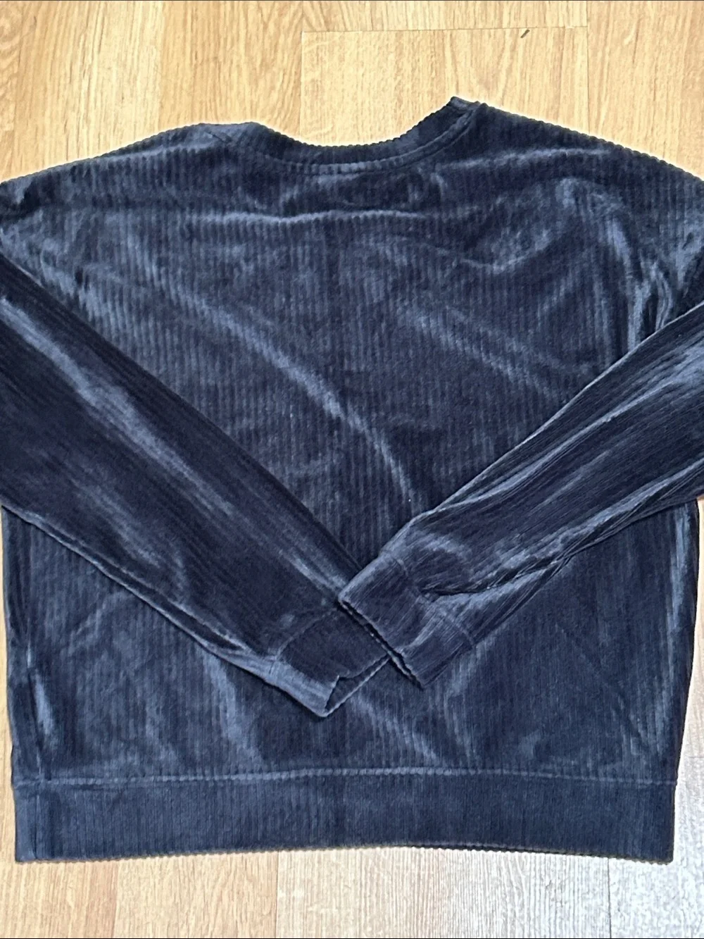 wonder nation Black Velvet Ribbed Crewneck Sweater